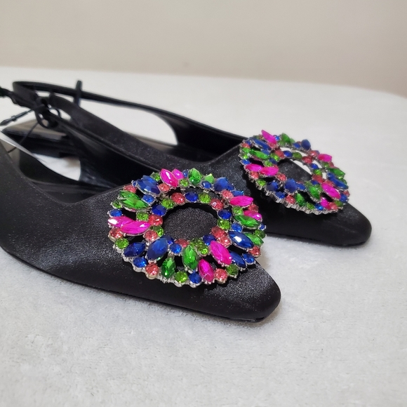 Zara Embellished Flat Slingbacks Size 6.5 Eur 37 - Picture 4 of 10
